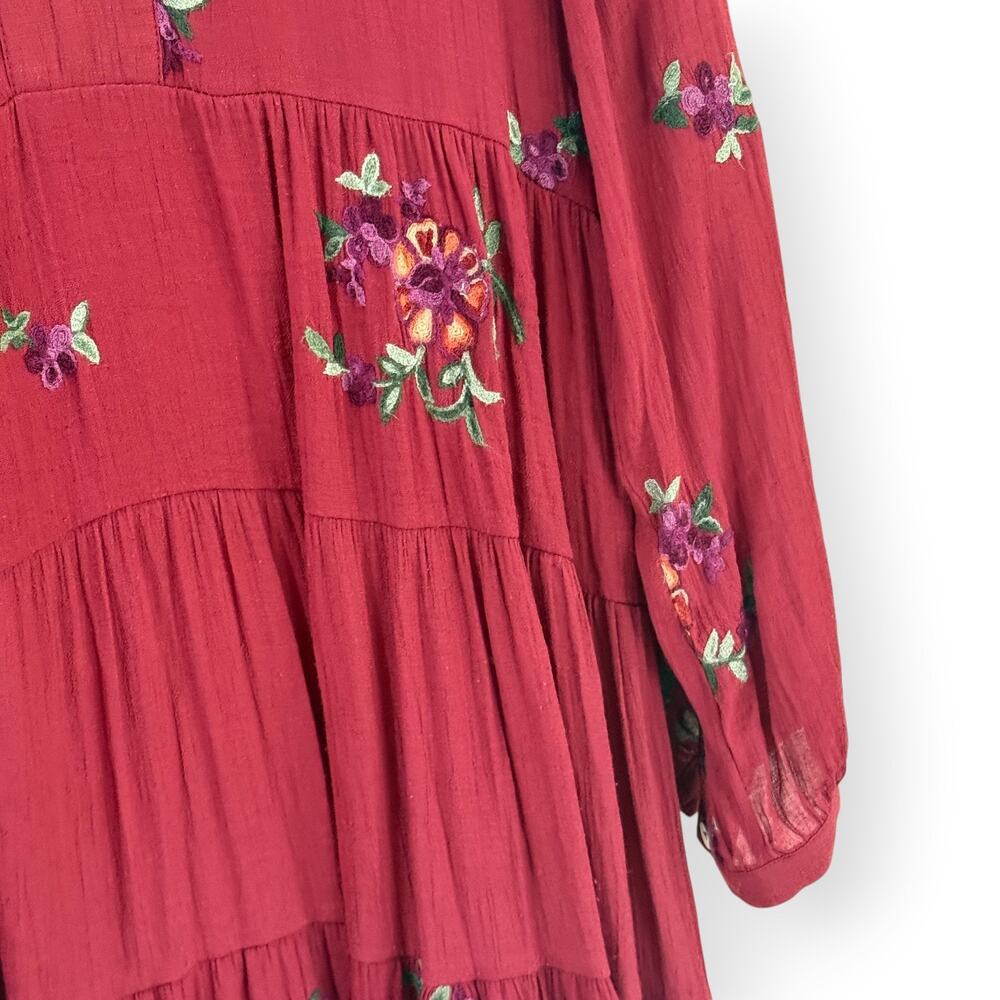 Figueroa and Flower Embroidered Floral Peasant Dress Large Cottage Boho Prairie - Picture 3 of 12